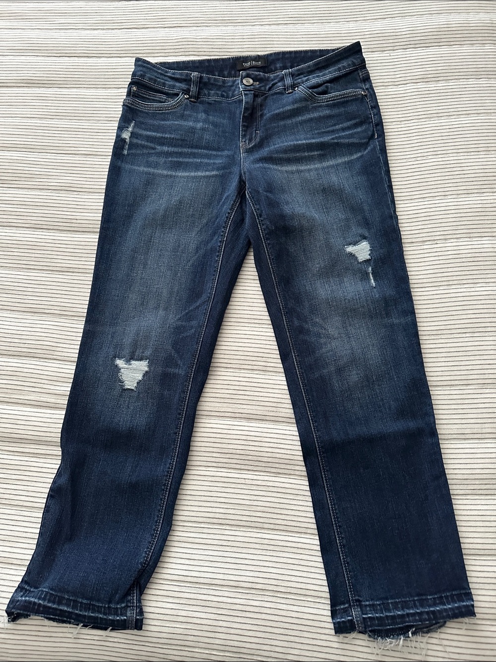 White House Black Market Women's Slim Crop Jeans - Dark Blue 6